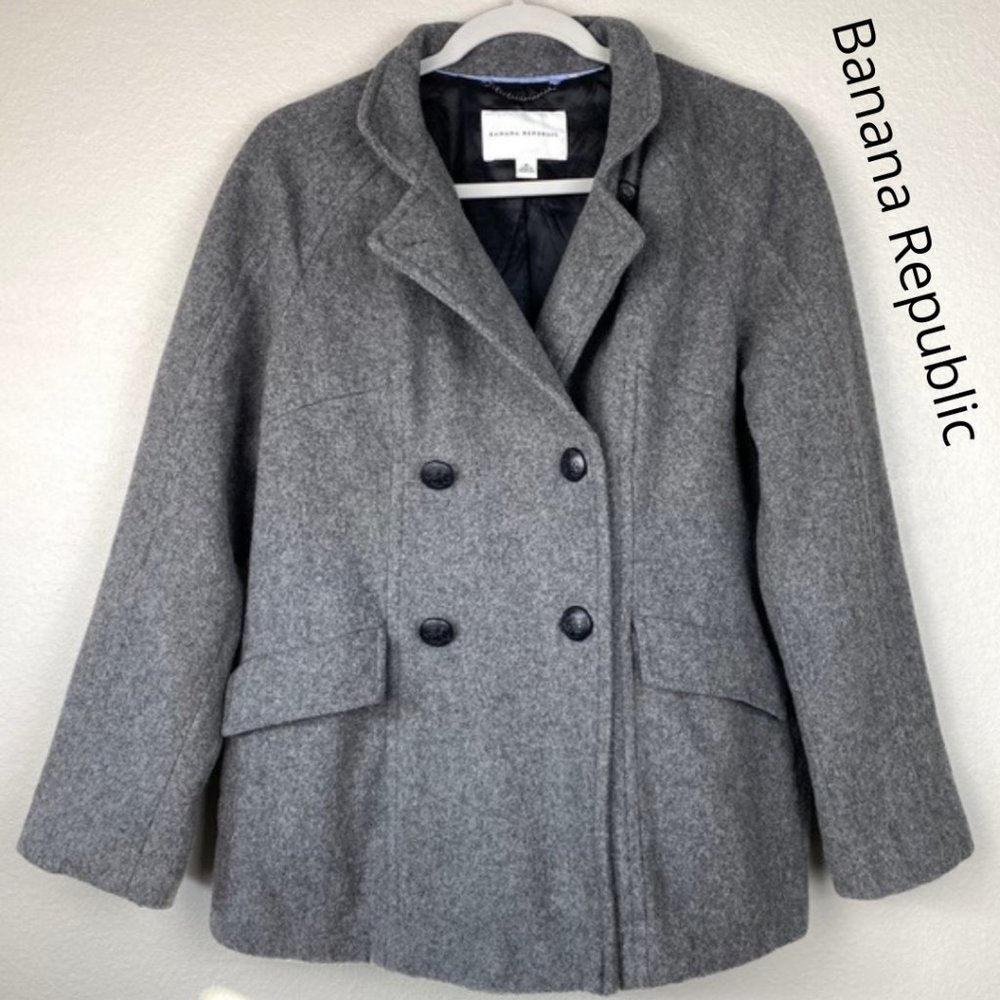 BANANA REPUBLIC GRAY PEA COAT Size MEDIUM